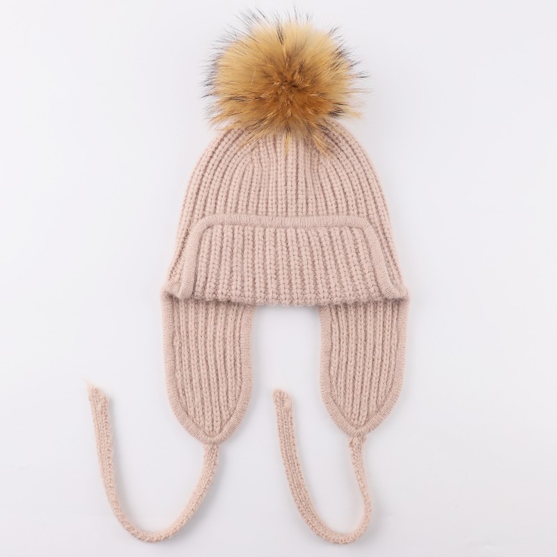 Genuine Raccoon Fur Pom Earflap Hat – Cozy Elegance for Winter Days — image 2