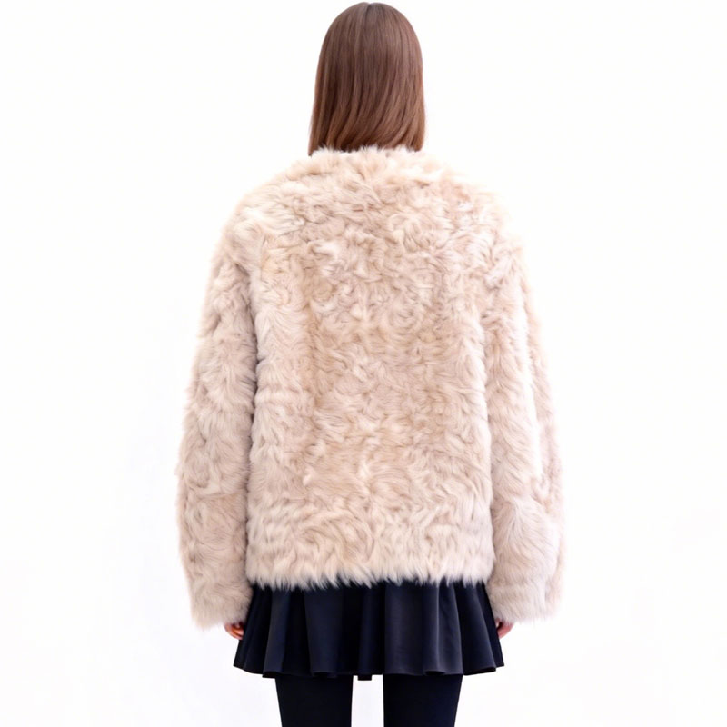 Real Lamb Fur Toggle Coat – Cream White — image 3