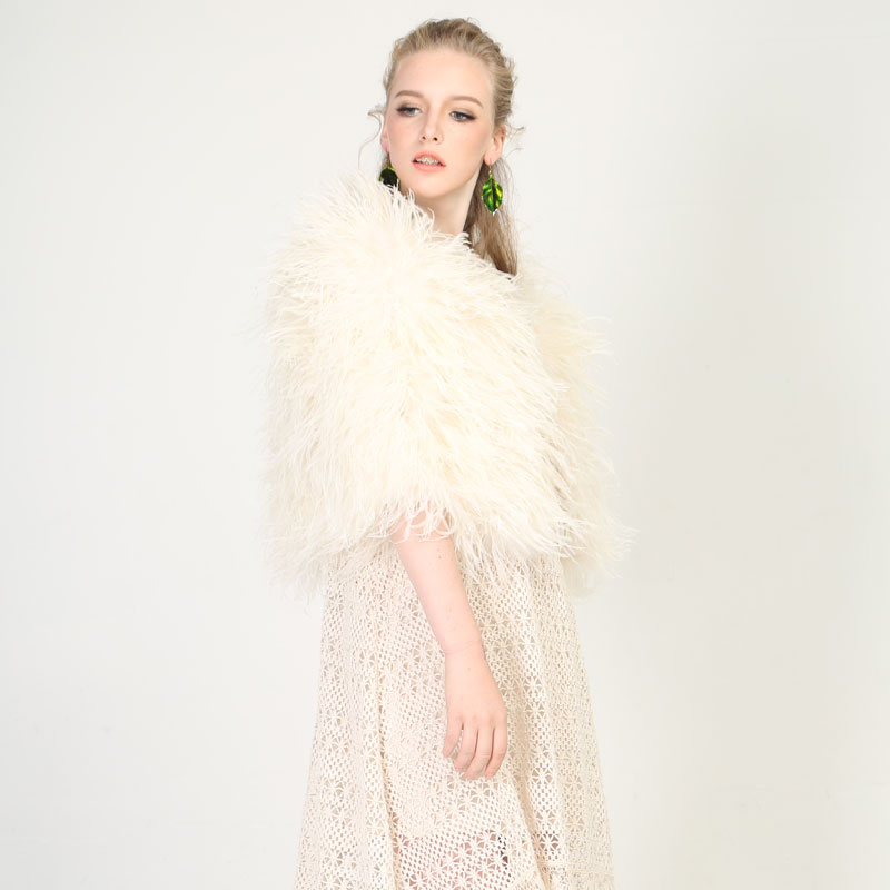 Real White Ostrich Feather Shawl — Couture Edition (Wholesale & OEM) — image 2