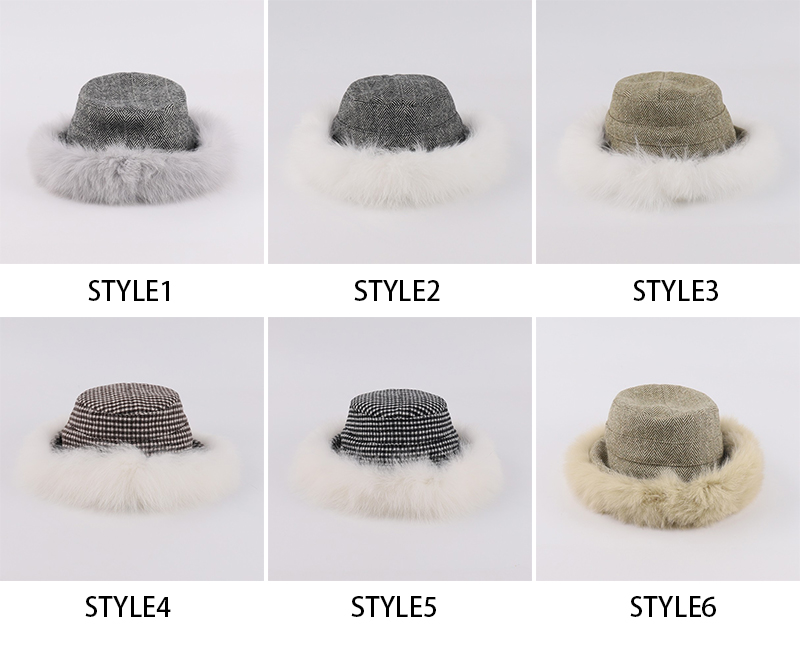 Elegant Wool Bucket Hat with Detachable Genuine Fox Fur Trim – Winter Luxe Collection