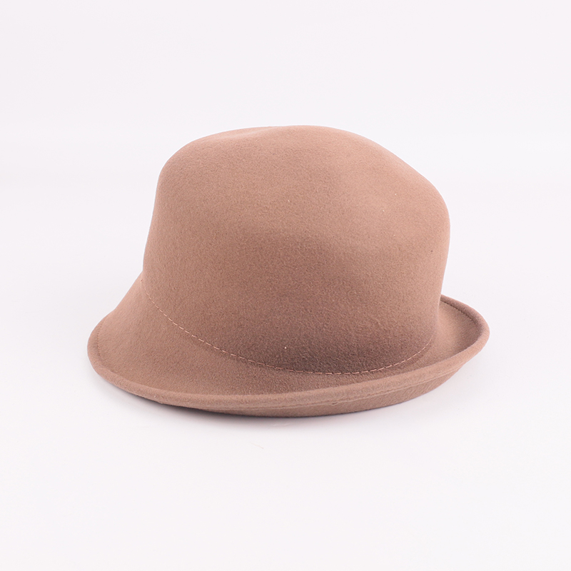 Classic Brown Rolled Brim Wool Hat – 100% Wool — image 4