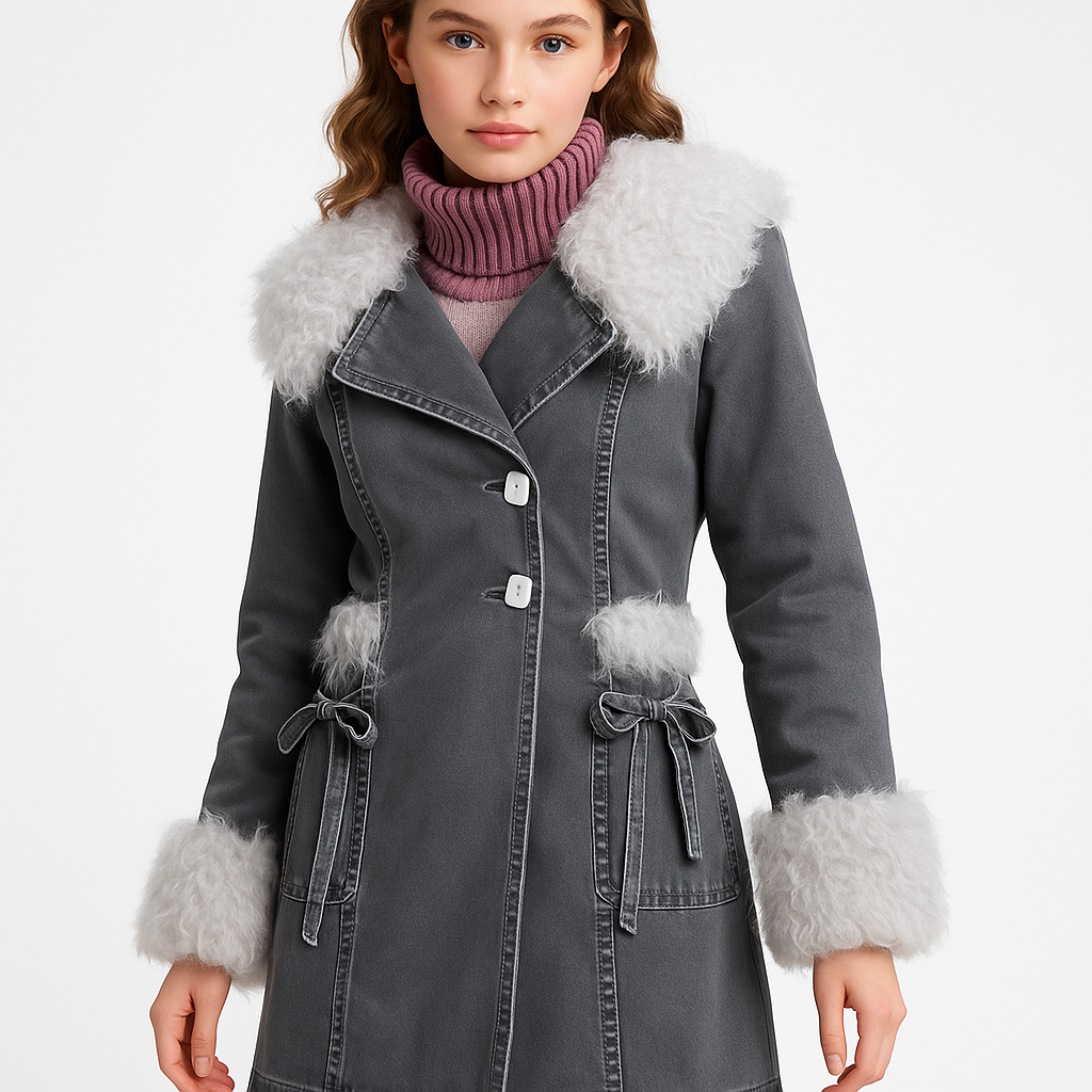 Faux Leather Trench with White Faux Fur – Retro Winter Statement — image 4