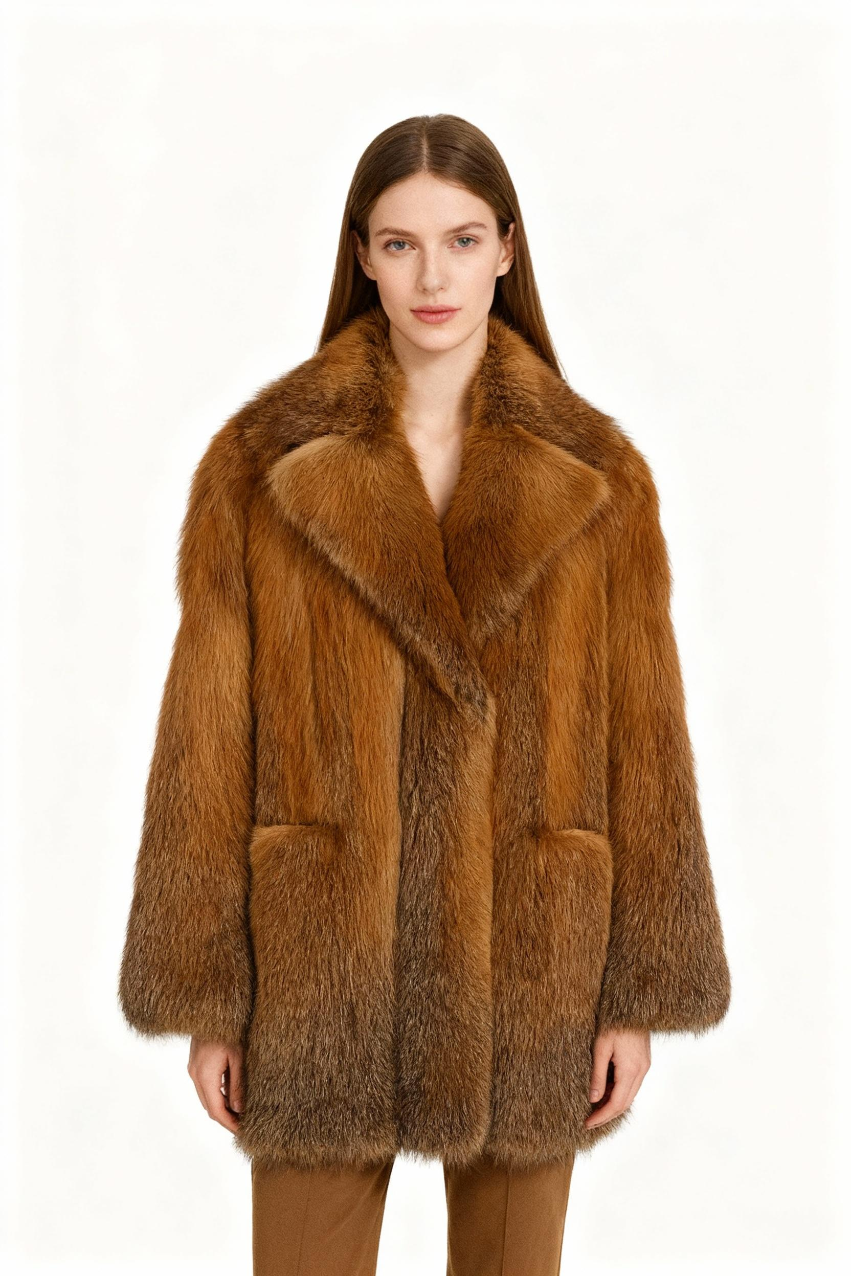 Golden Faux Fur Statement Coat – Classic Luxe Outerwear