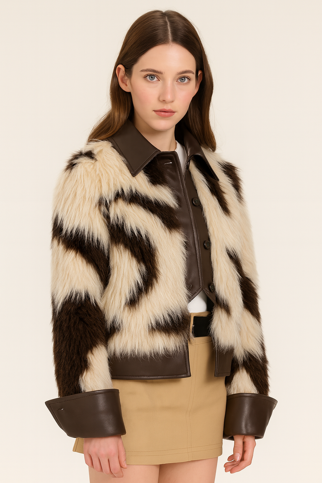 Faux Fur & Vegan Leather Jacket – Edgy Luxe Streetwear — image 2