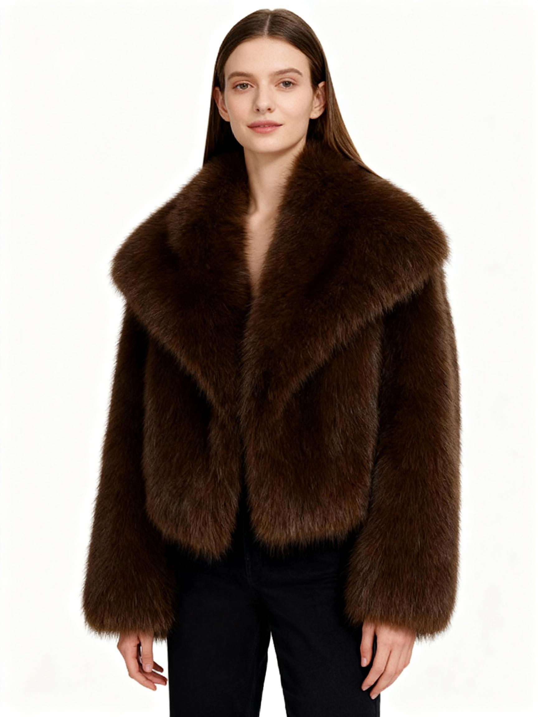 Deep  Faux Fur Cropped Jacket – Guilt-Free Warmth
