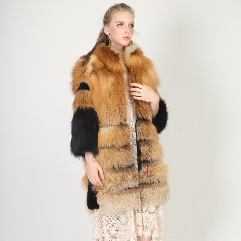 High-End Real Red Fox Fur Coat – Natural Gradient Luxury — image 2