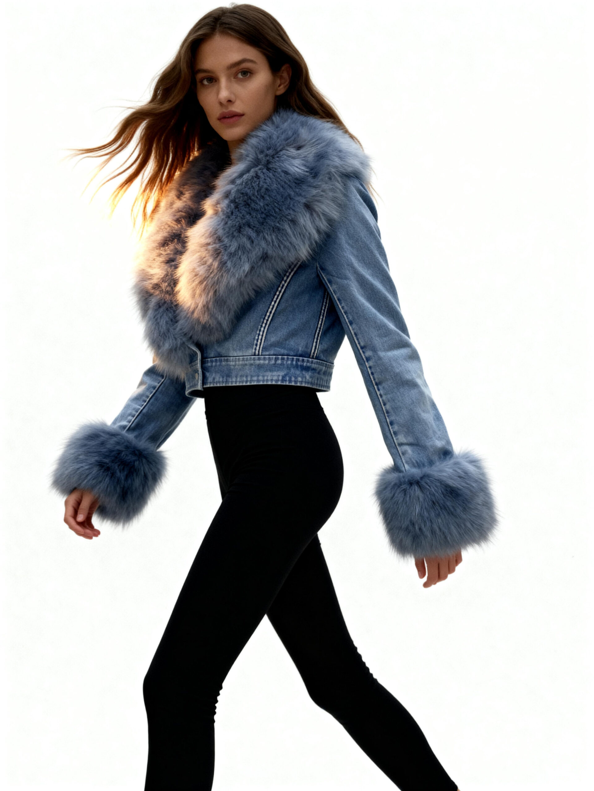 Denim Jacket with Plush Faux Fur – Retro Cool Meets — image 3