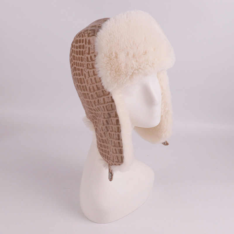 Real Sheepskin Leather Trapper Hat – Vintage Style with Faux Fur Warmth — image 6