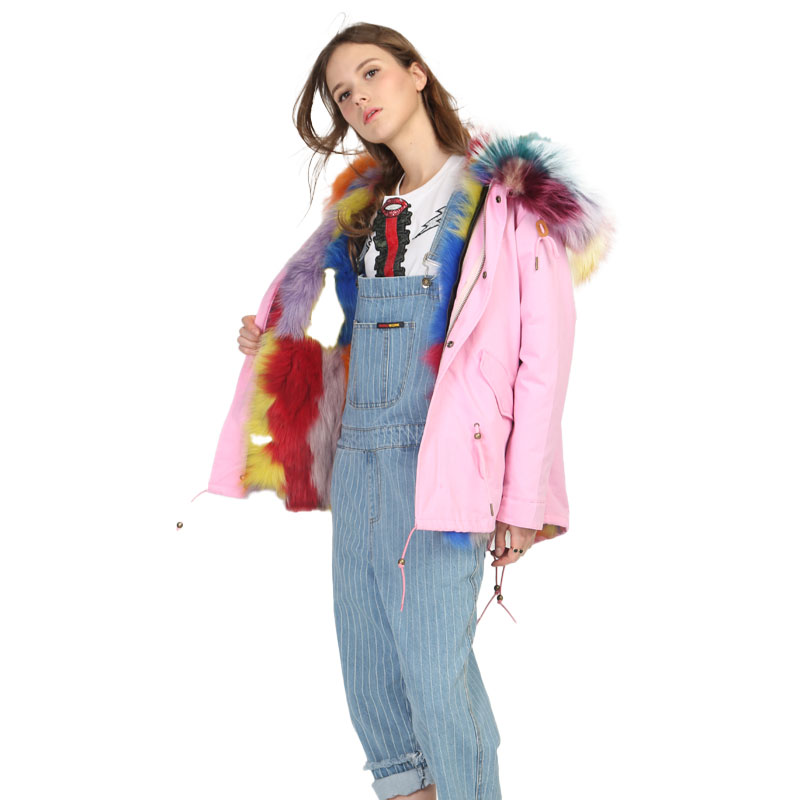 Colorful Fox Fur-Lined Pink Parka — Wholesale & OEM Edition — image 4