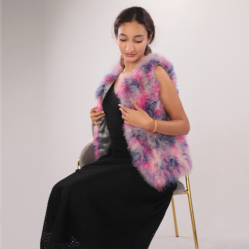 Real Colorful Turkey Feather Vest — Limited Edition (Wholesale & OEM) — image 2