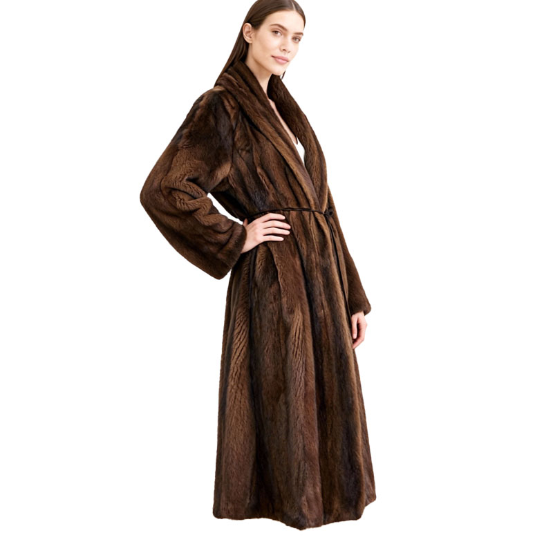Full-Length Real Mink Fur Coat – Chocolate Elegance — image 4