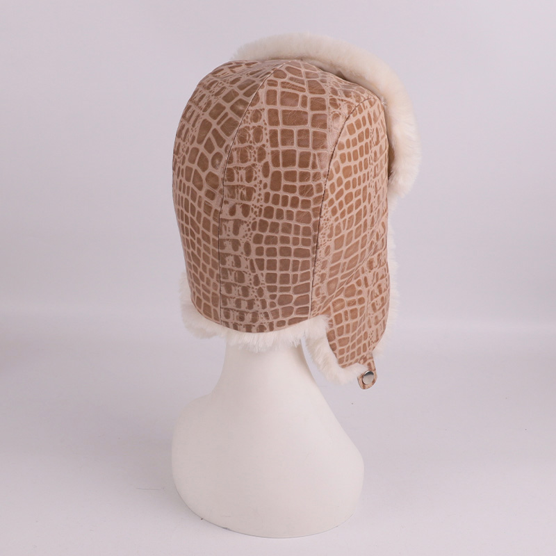 Real Sheepskin Leather Trapper Hat – Vintage Style with Faux Fur Warmth — image 5