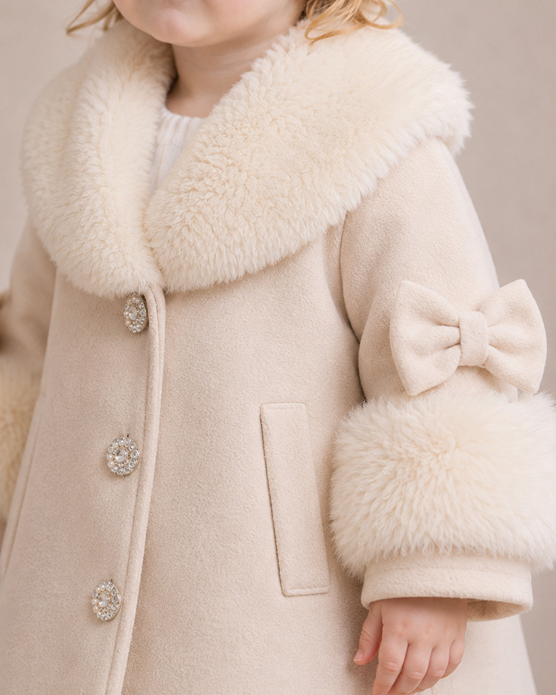 Girls’ Wool A-Line Winter Coat with Genuine Fox Fur Collar & Cuffs – Luxury Kids Outerwear Wholesale — image 5