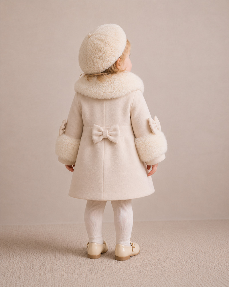 Girls’ Wool A-Line Winter Coat with Genuine Fox Fur Collar & Cuffs – Luxury Kids Outerwear Wholesale — image 4